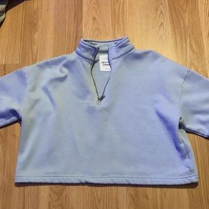 cropped blue sweater
